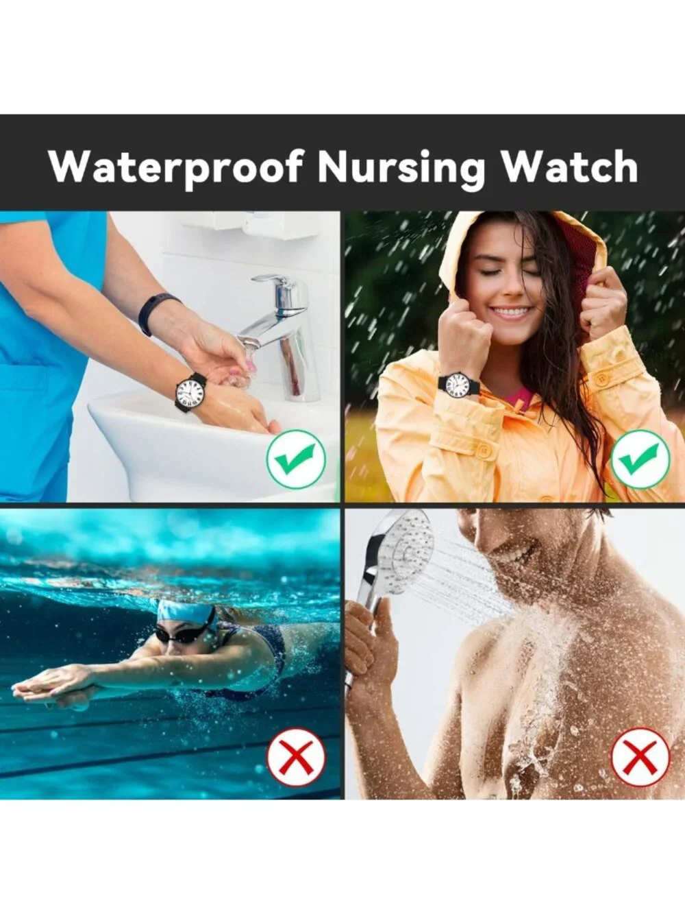 Luminous Nurse Watch for Women, Waterproof Japanese Quartz, Stylish Healthcare